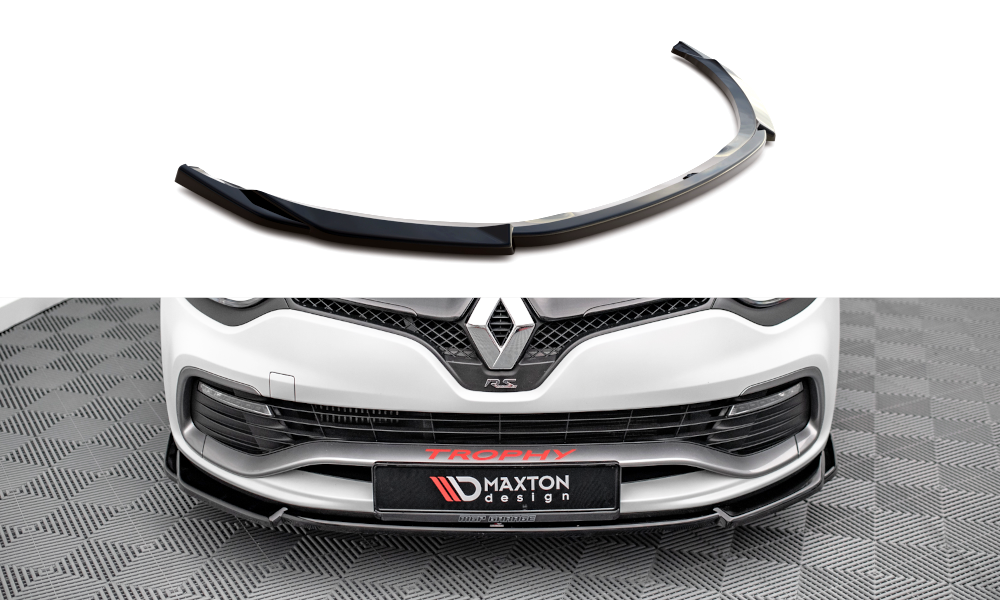 Maxton Design Street+ Spoilerlippe Front Ansatz V.2 passend für Renault Clio RS Mk4 schwarz Hochglanz