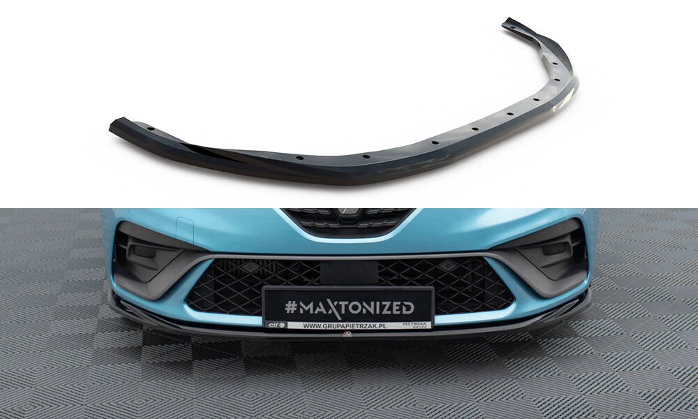 Maxton Design Street+ Spoilerlippe Front Ansatz V.2 passend für Renault Clio R.S. Line Mk5 schwarz Hochglanz
