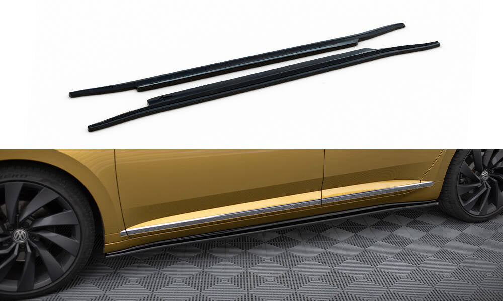 Maxton Design Street+ Seitenschweller Leisten passend für VW Arteon R-Line Limousine / Shooting Brake Mk1 schwarz Hochglanz