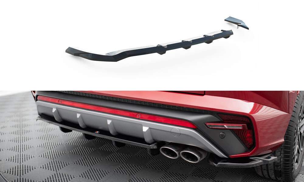 Maxton Design Street+ Mittlerer Diffusor RACE passend für Hyundai Tucson N-Line Mk4 schwarz Hochglanz