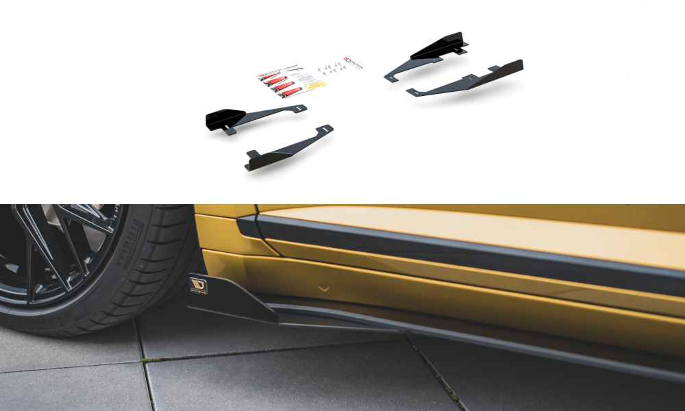 Maxton Design Seitenschweller Flaps passend für VW Arteon R-Line Limousine / Shooting Brake Mk1 schwarz Hochglanz