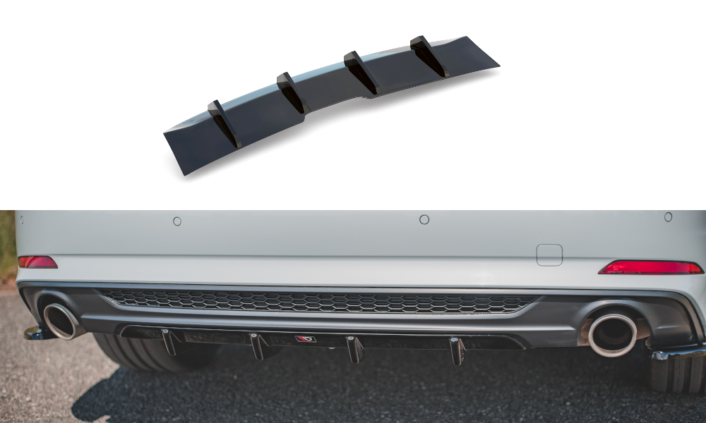 Maxton Design Diffusor Heck Ansatz passend für Audi A5 S-Line F5 Coupe / Sportback schwarz Hochglanz