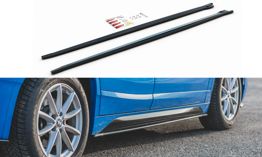 Maxton Design Street+ Seitenschweller Leisten passend für BMW X2 F39 M-Paket schwarz Hochglanz