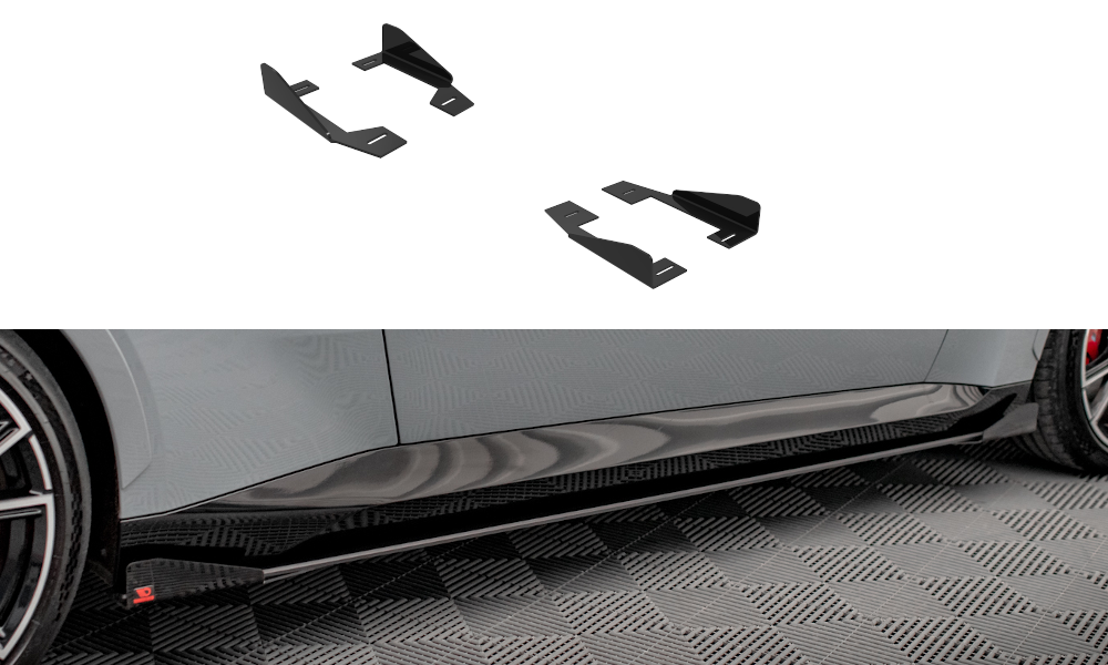 Maxton Design Seitenschweller Flaps passend für BMW 2 Coupe M-Paket / M240i G42 schwarz Hochglanz