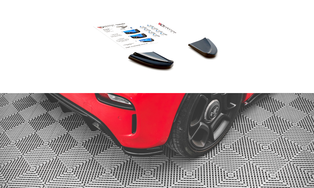 Maxton Design Heck Ansatz Flaps Diffusor passend für Abarth 595 Mk1 Facelift schwarz Hochglanz