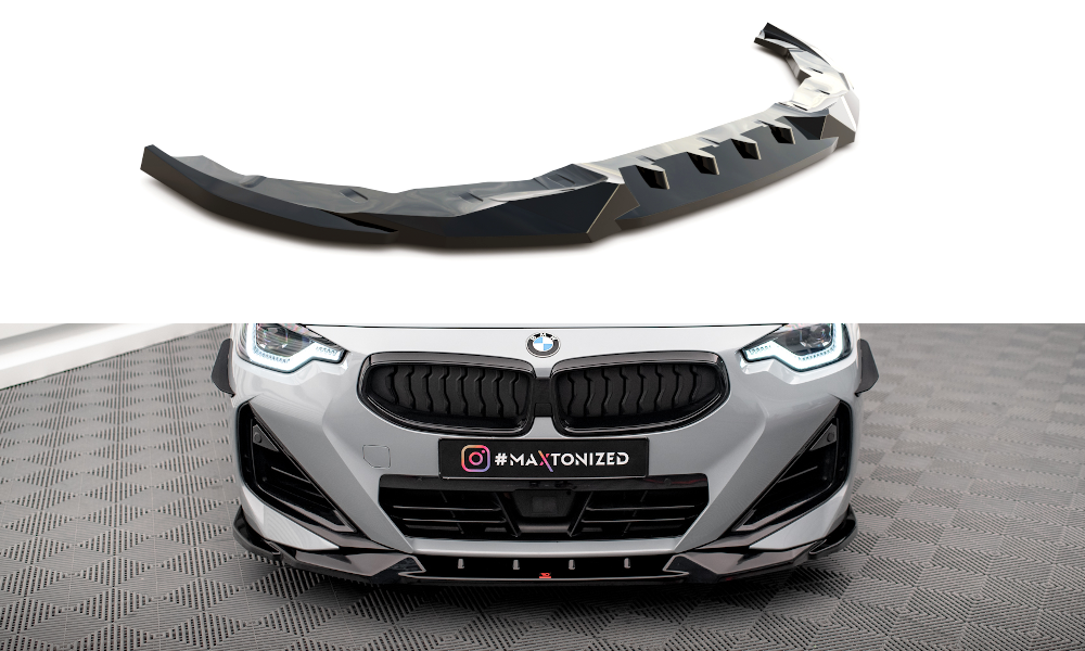 Maxton Design Street+ Spoilerlippe Front Ansatz V.2 passend für BMW 2 Coupe M-Paket / M240i G42 schwarz Hochglanz
