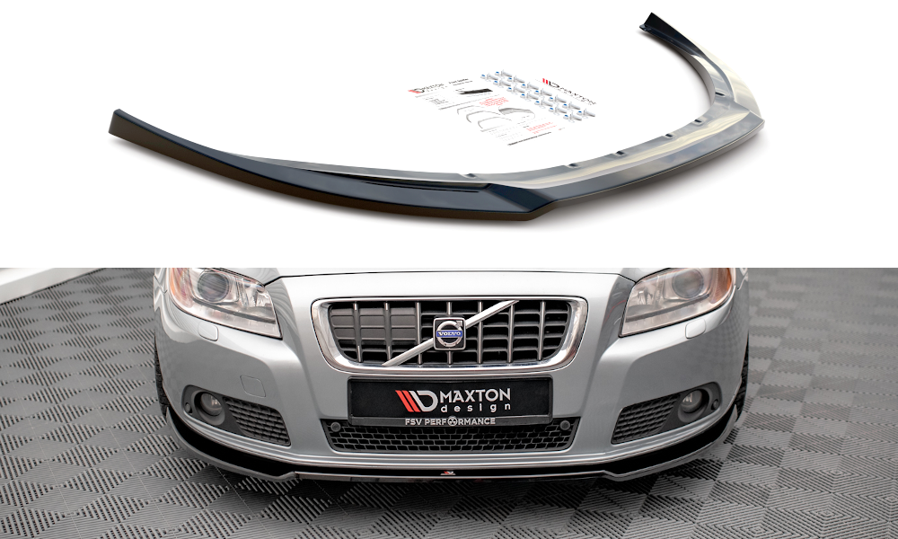 Maxton Design Street+ Spoilerlippe Front Ansatz V.2 passend für Volvo V70 Mk3 schwarz Hochglanz