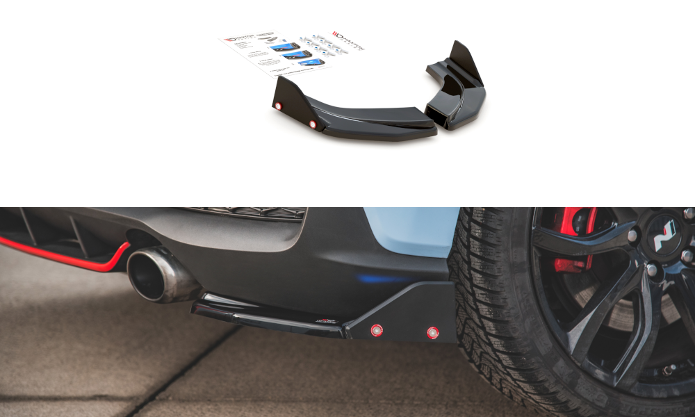 Maxton Design Heck Ansatz Flaps Diffusor V.6 + Flaps passend für Hyundai I30 N Mk3 Hatchback