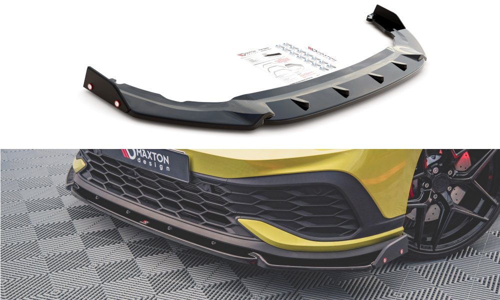 Maxton Design Street+ Spoilerlippe Front Ansatz V.1 + Flaps passend für VW Golf GTI Clubsport Mk8