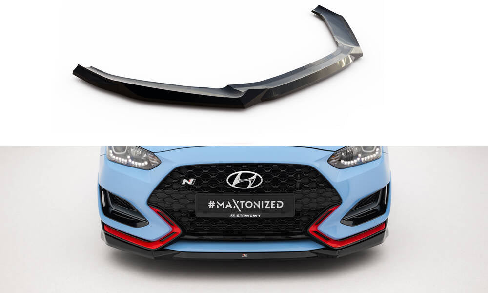 Maxton Design Street+ Spoilerlippe Front Ansatz V.1 passend für Hyundai Veloster N Mk2 schwarz Hochglanz
