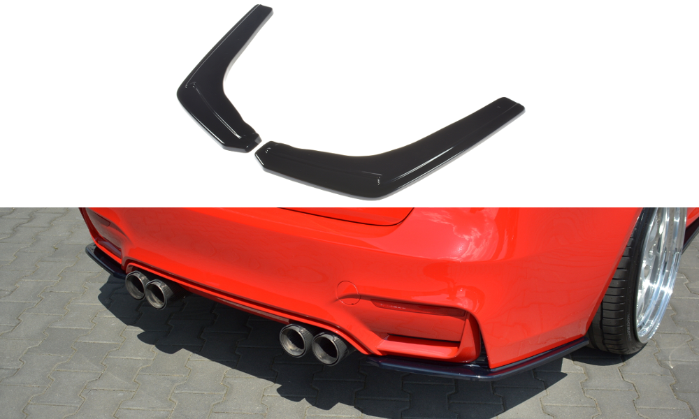 Maxton Design Heck Ansatz Flaps Diffusor passend für BMW M3 F80 schwarz Hochglanz