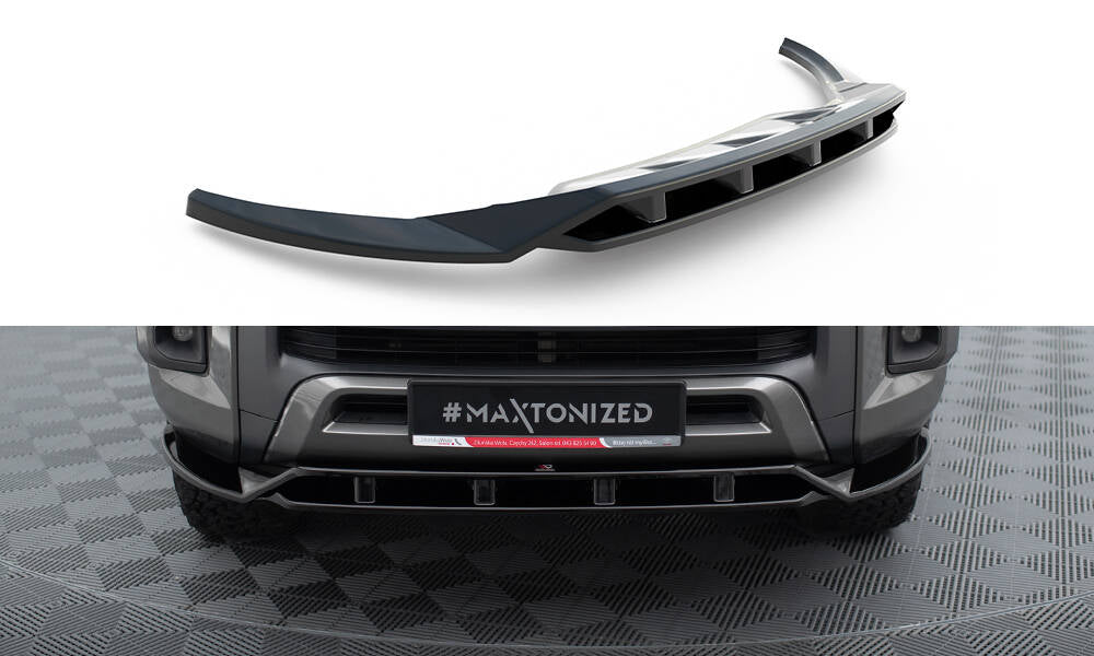 Maxton Design Street+ Spoilerlippe Front Ansatz passend für Toyota Hilux Invincible Mk8 Facelift schwarz Hochglanz