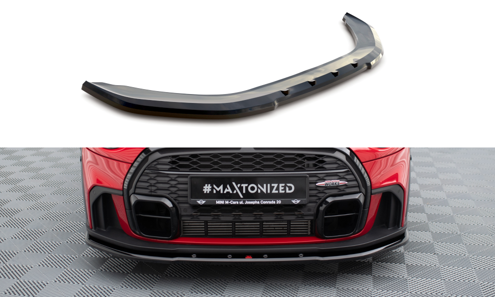 Maxton Design Street+ Spoilerlippe Front Ansatz V.1 passend für Mini Cooper S John Cooper Works F56 Facelift schwarz Hochglanz