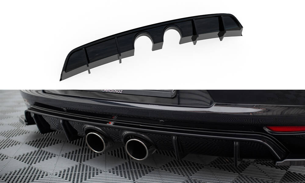 Maxton Design Diffusor Heck Ansatz V.2 passend für VW Scirocco Mk3 (R32 Auspuff) schwarz Hochglanz