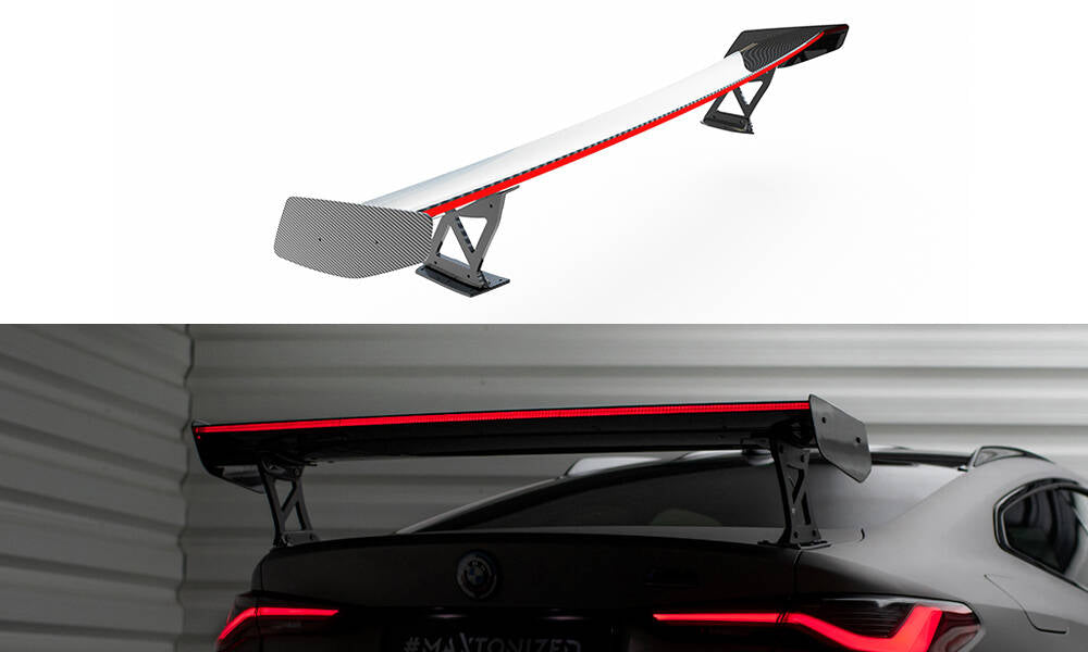 Maxton Design Carbon Spoiler With External Brackets Uprights + LED BMW M4 G82 / G82 Facelift / M440i / 4 M-Paket G22 / G22 Facelift für BMW 4er Coupe