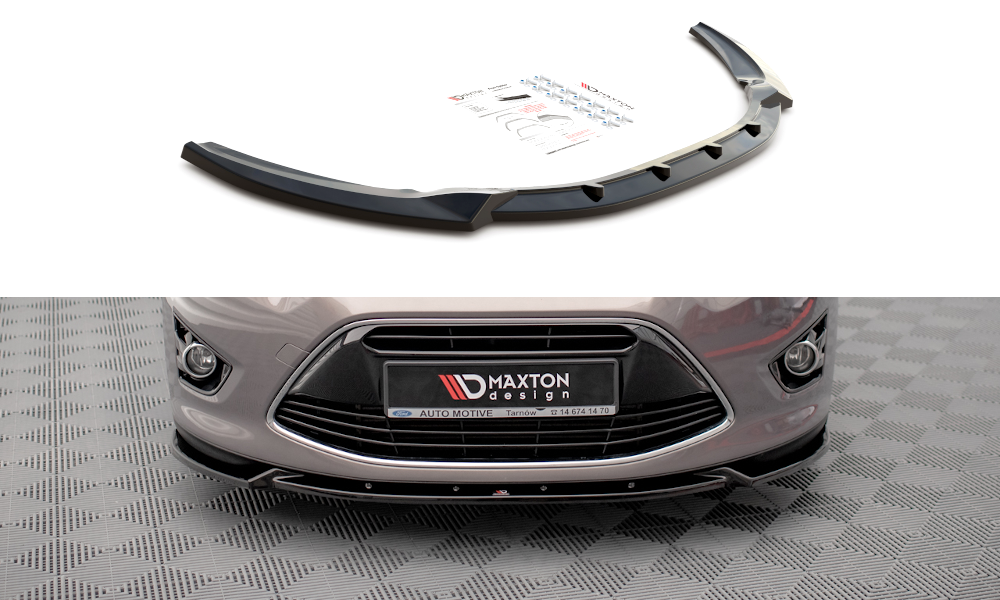 Maxton Design Street+ Spoilerlippe Front Ansatz passend für Ford C-Max Mk2 schwarz Hochglanz