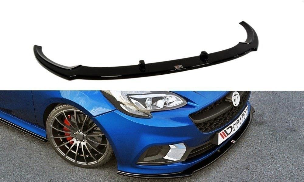 Maxton Design Street+ Spoilerlippe Front Ansatz passend für OPEL CORSA E OPC / VXR schwarz Hochglanz