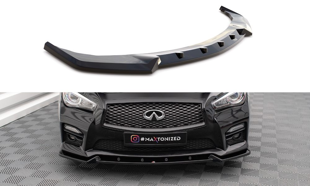 Maxton Design Street+ Spoilerlippe Front Ansatz V.2 passend für Infiniti Q50 S Mk1 schwarz Hochglanz