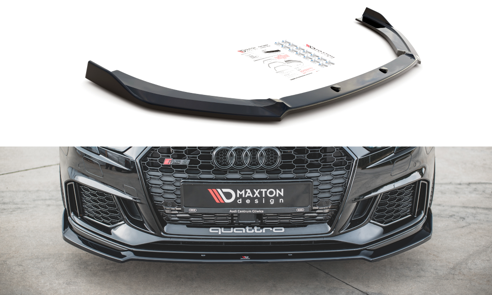 Maxton Design Street+ Spoilerlippe Front Ansatz V.3 passend für Audi RS3 8V FL Sportback schwarz Hochglanz