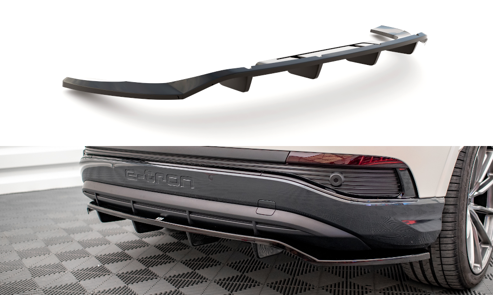 Maxton Design Street+ Mittlerer Diffusor RACE passend für Audi Q4 e-tron Sportback S-line Mk1 schwarz Hochglanz