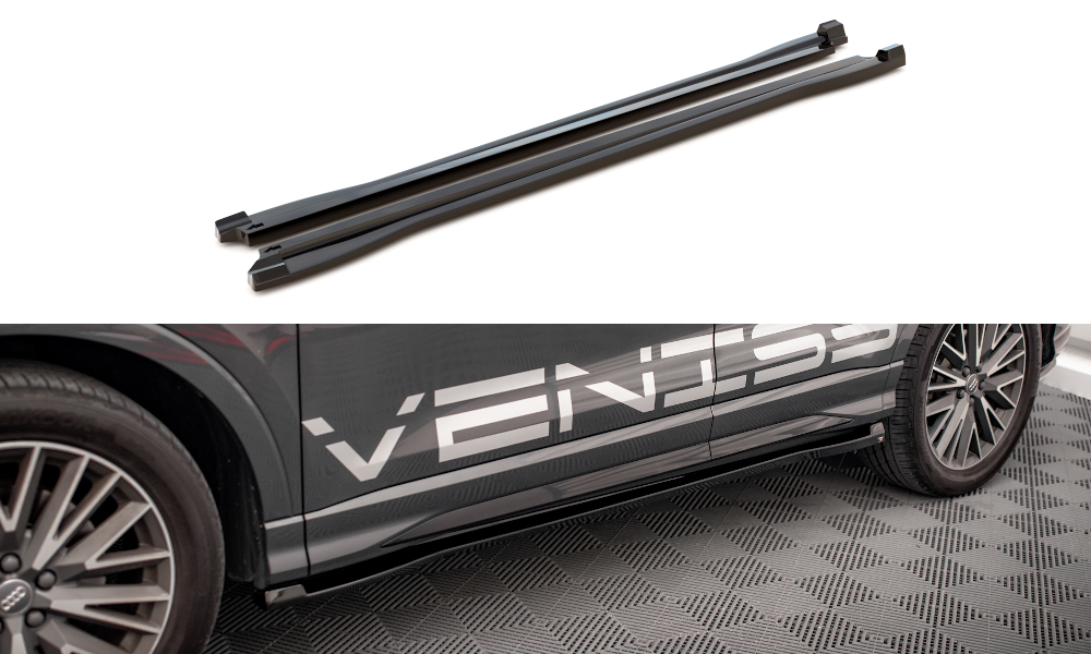 Maxton Design Street+ Seitenschweller Leisten passend für V.1 passend für Audi Q3 S-Line / RSQ3 F3 schwarz Hochglanz