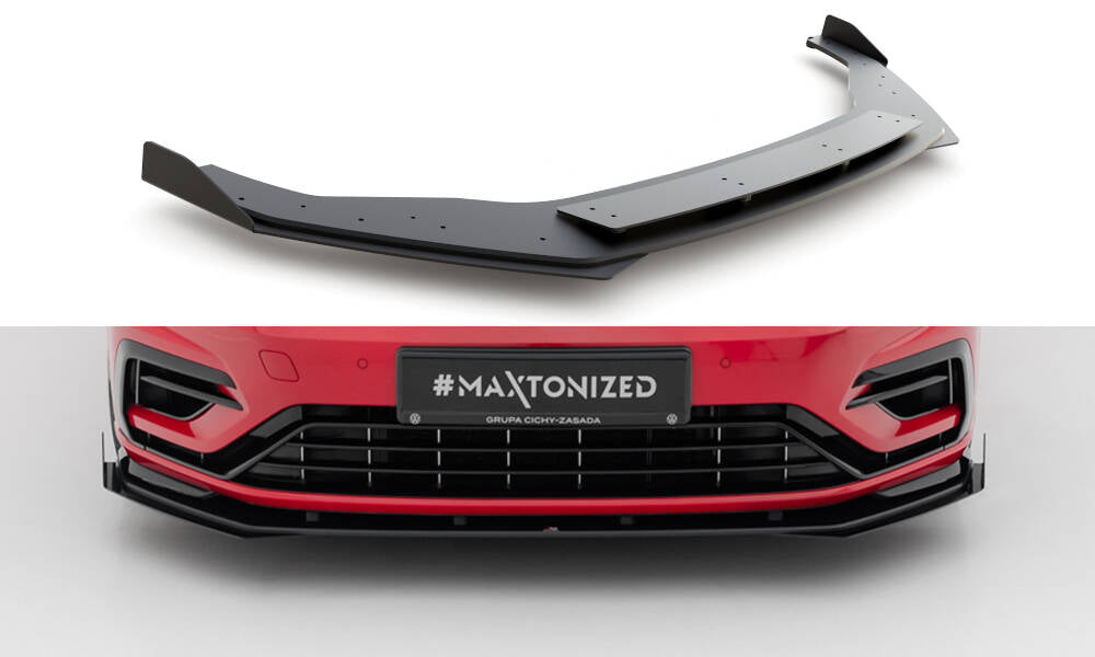 Maxton Design Street Pro Street+ Spoilerlippe Front Ansatz passend für + Flaps passend für VW Golf R / R-Line Mk7 Facelift schwarz Hochglanz