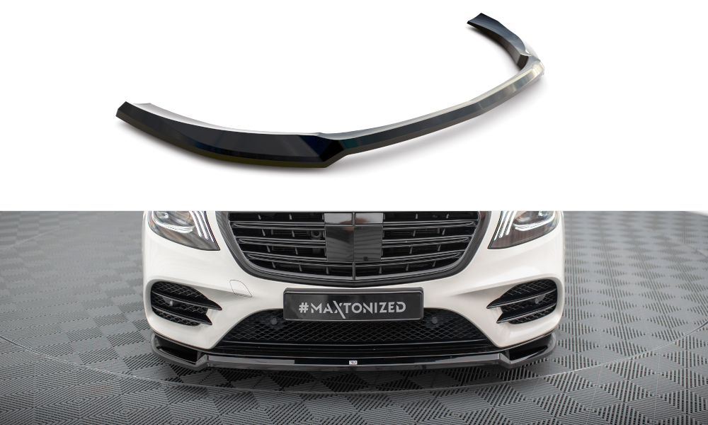 Maxton Design Street+ Spoilerlippe Front Ansatz V.1 passend für Mercedes-Benz S AMG-Line W222 Facelift schwarz Hochglanz