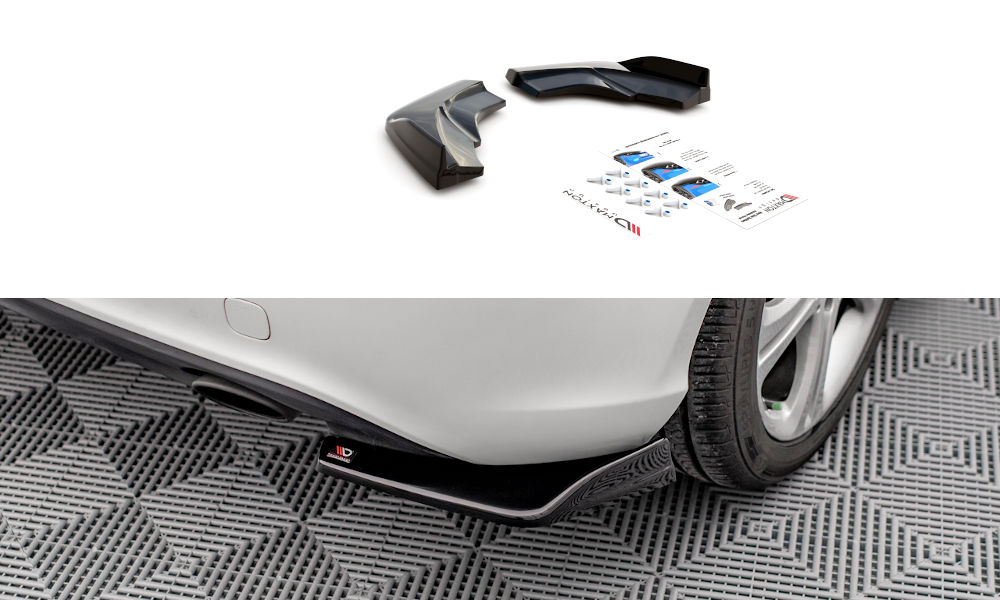 Maxton Design Heck Ansatz Flaps Diffusor V.1 passend für Mercedes-Benz A W176 schwarz Hochglanz