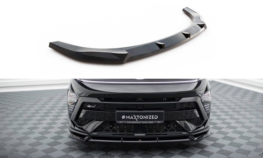 Maxton Design Street+ Spoilerlippe Front Ansatz passend für Hyundai Kona N-Line Mk2 schwarz Hochglanz