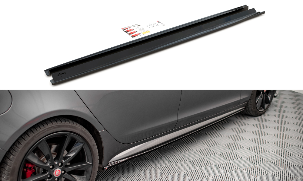 Maxton Design Seitenschweller Ansatz für Jaguar XF R-Sport Mk2 schwarz matt
