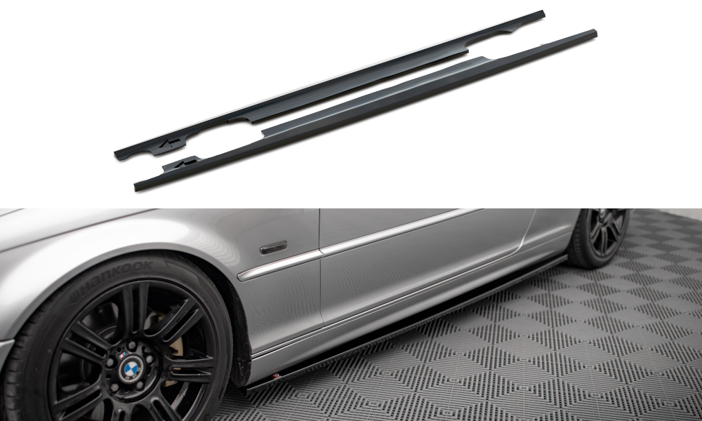 Maxton Design Street+ Seitenschweller Leisten passend für BMW 3er Coupe E46 schwarz Hochglanz