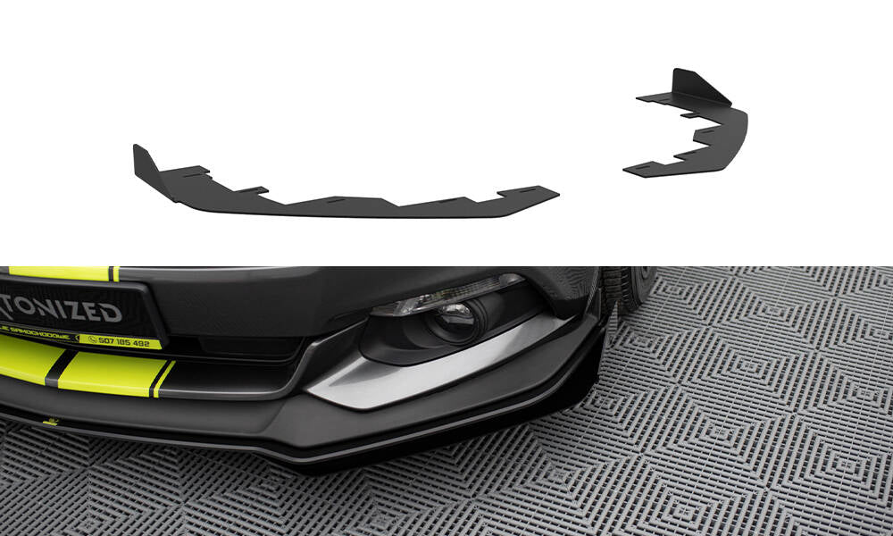 Maxton Design Front Stoßstange Flaps passend für Ford Mustang GT Mk6 schwarz Hochglanz