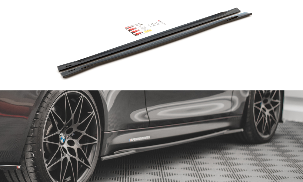 Maxton Design Street+ Seitenschweller Leisten V.2 passend für BMW M4 F82 schwarz Hochglanz