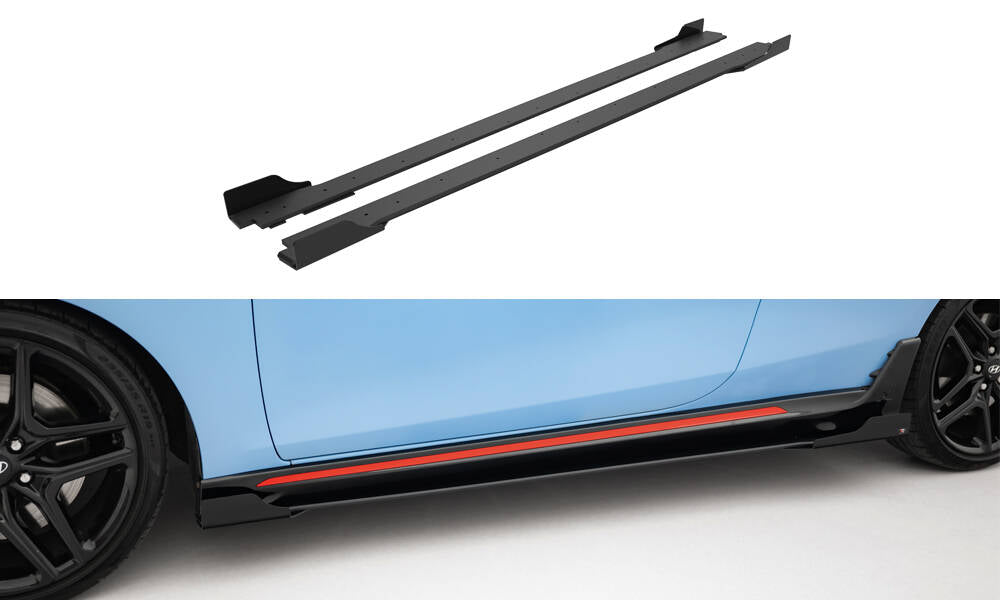Maxton Design Street Pro Street+ Seitenschweller Leisten + Flaps passend für Hyundai Veloster N Mk2 schwarz Hochglanz