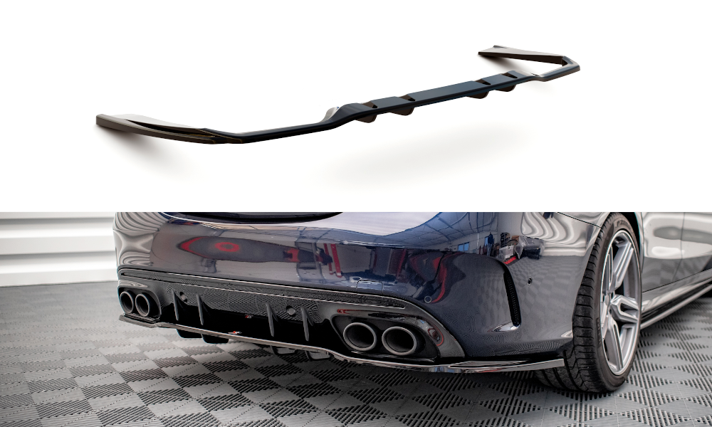 Maxton Design Street+ Mittlerer Diffusor RACE passend für Mercedes-AMG C 43 Limousine W205 Facelift schwarz Hochglanz