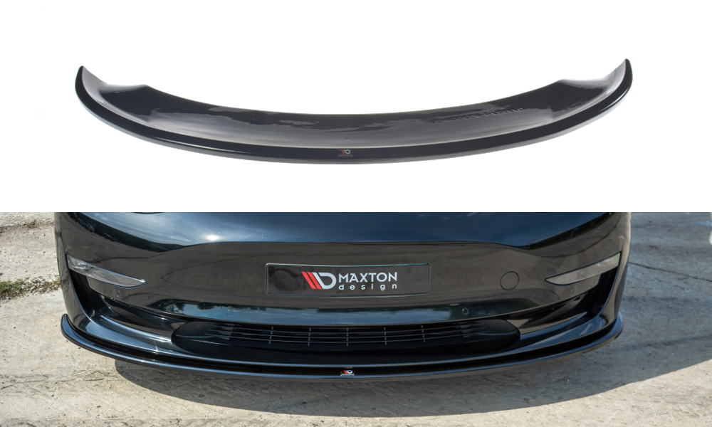 Maxton Design Street+ Spoilerlippe Front Ansatz passend für Tesla Model 3 schwarz Hochglanz