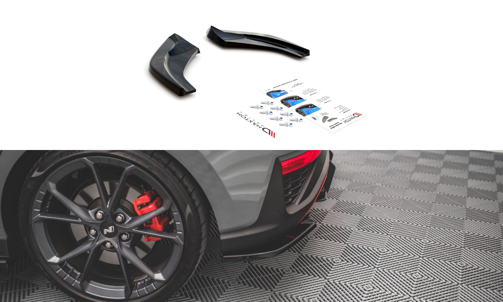 Maxton Design Heck Ansatz Flaps Diffusor V.2 passend für Hyundai I30 N Hatchback Mk3 Facelift schwarz Hochglanz