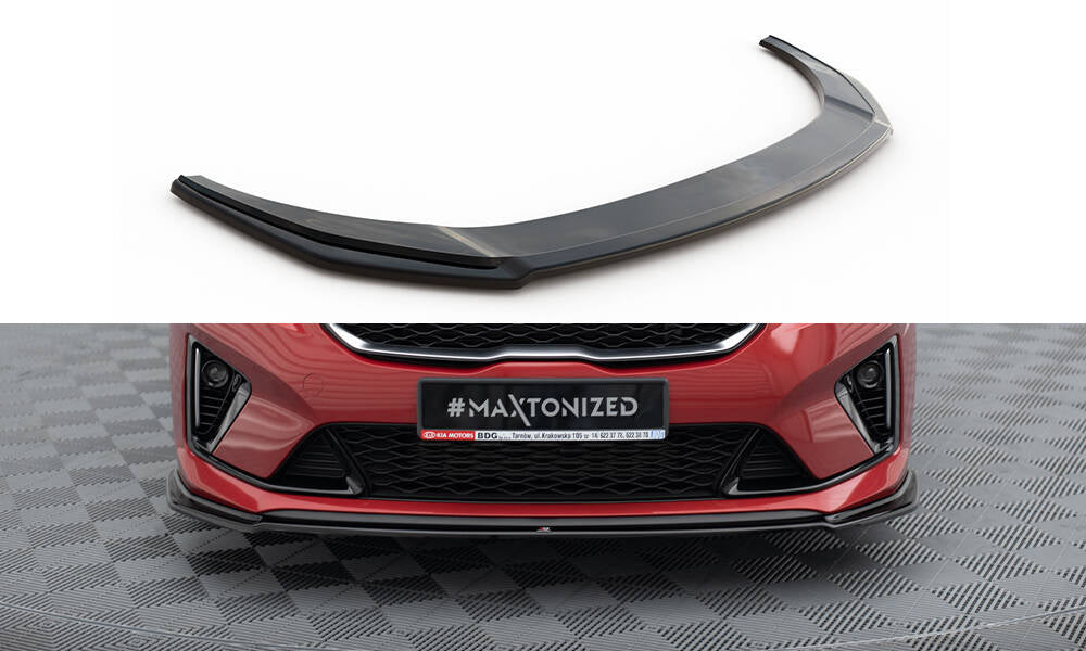 Maxton Design Street+ Spoilerlippe Front Ansatz V.2 passend für Kia Ceed GT / GT-Line Mk3 / Proceed Mk1 schwarz Hochglanz
