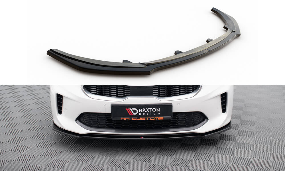 Maxton Design Street+ Spoilerlippe Front Ansatz V.1 passend für Kia Stinger GT / GT-Line / Standard Mk1 schwarz Hochglanz