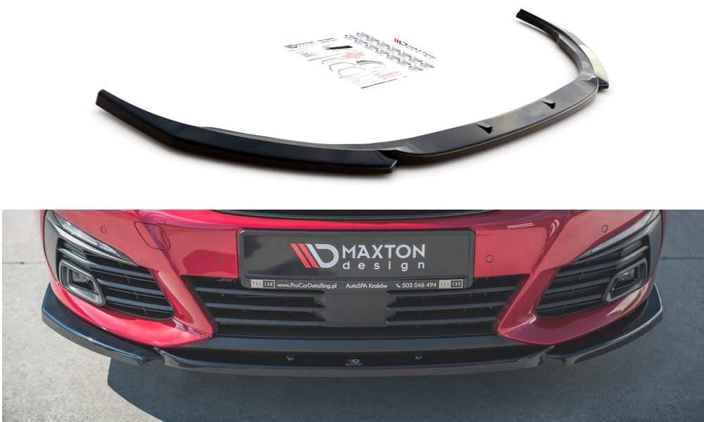 Maxton Design Street+ Spoilerlippe Front Ansatz V.2 passend für Peugeot 308 GT Mk2 Facelift schwarz Hochglanz