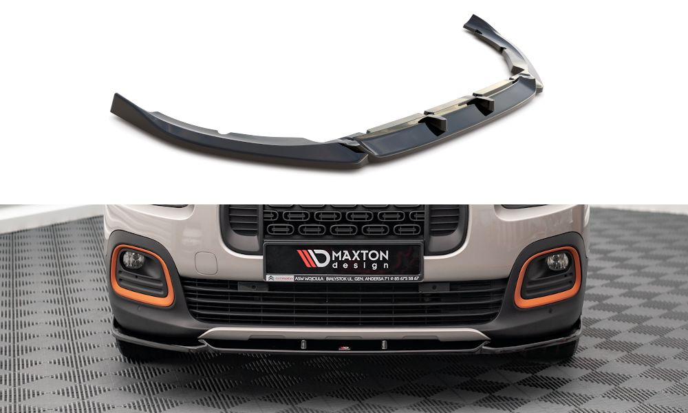 Maxton Design Street+ Spoilerlippe Front Ansatz passend für Citroen Berlingo Mk3 schwarz Hochglanz