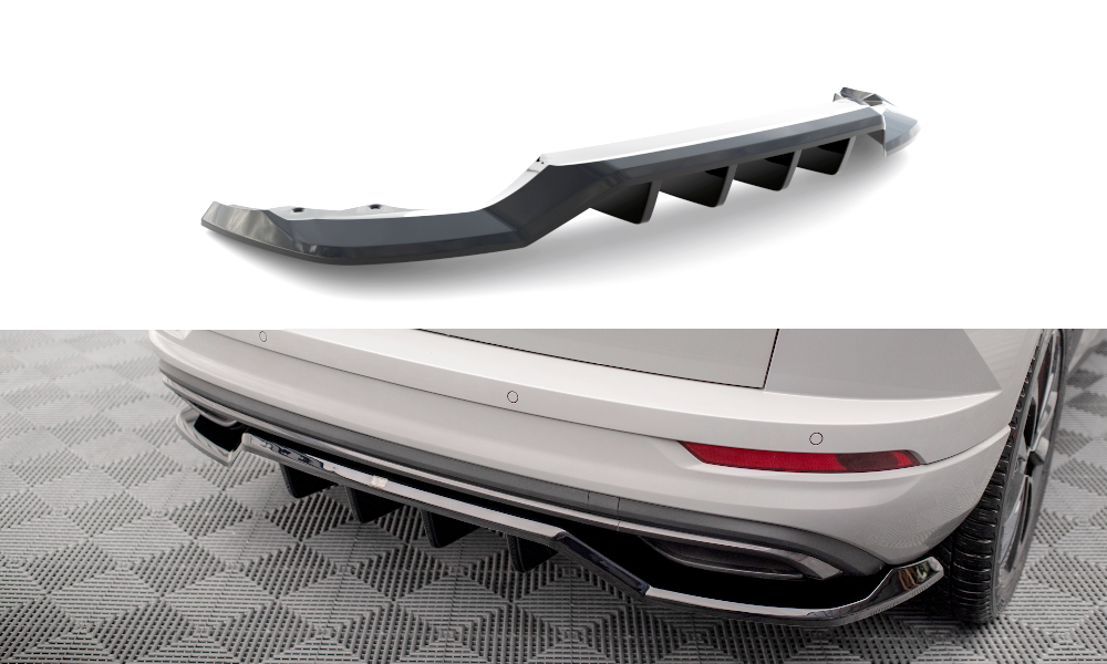 Maxton Design Street+ Mittlerer Diffusor RACE passend für Skoda Karoq Sportline Mk1 Facelift schwarz Hochglanz