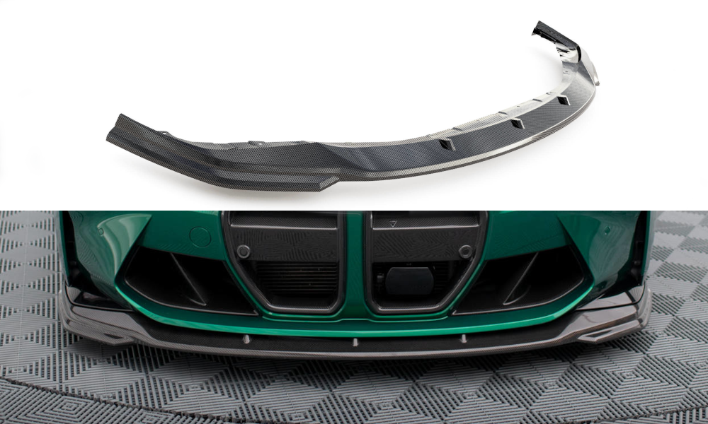 Maxton Design Prepreg Carbon Fiber Street+ Spoilerlippe Front Ansatz V.2 passend für BMW M3 Limousine / Touring G80 / G81