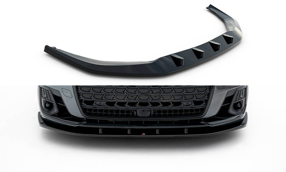 Maxton Design Street+ Spoilerlippe Front Ansatz V.1 passend für Audi S8 / A8 S-Line D5 Facelift schwarz Hochglanz