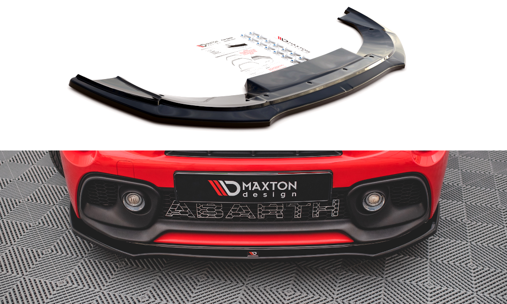 Maxton Design Street+ Spoilerlippe Front Ansatz passend für Abarth 595 Mk1 Facelift schwarz Hochglanz