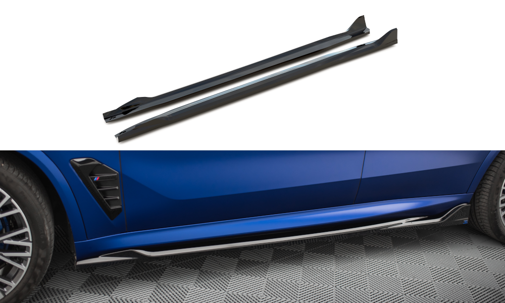Maxton Design Street+ Seitenschweller Leisten V.2 passend für BMW X5 M-Paket G05 Facelift schwarz Hochglanz