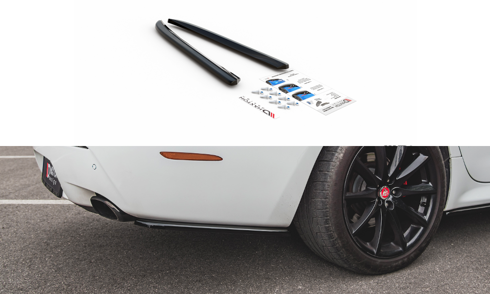 Maxton Design Heck Ansatz Flaps Diffusor passend für Jaguar XJ R-Sport X351 Facelift schwarz Hochglanz