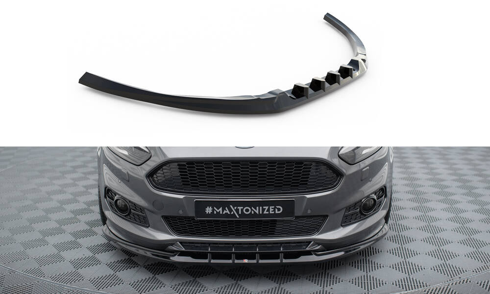 Maxton Design Street+ Spoilerlippe Front Ansatz passend für Ford S-Max ST-Line Mk2 schwarz Hochglanz