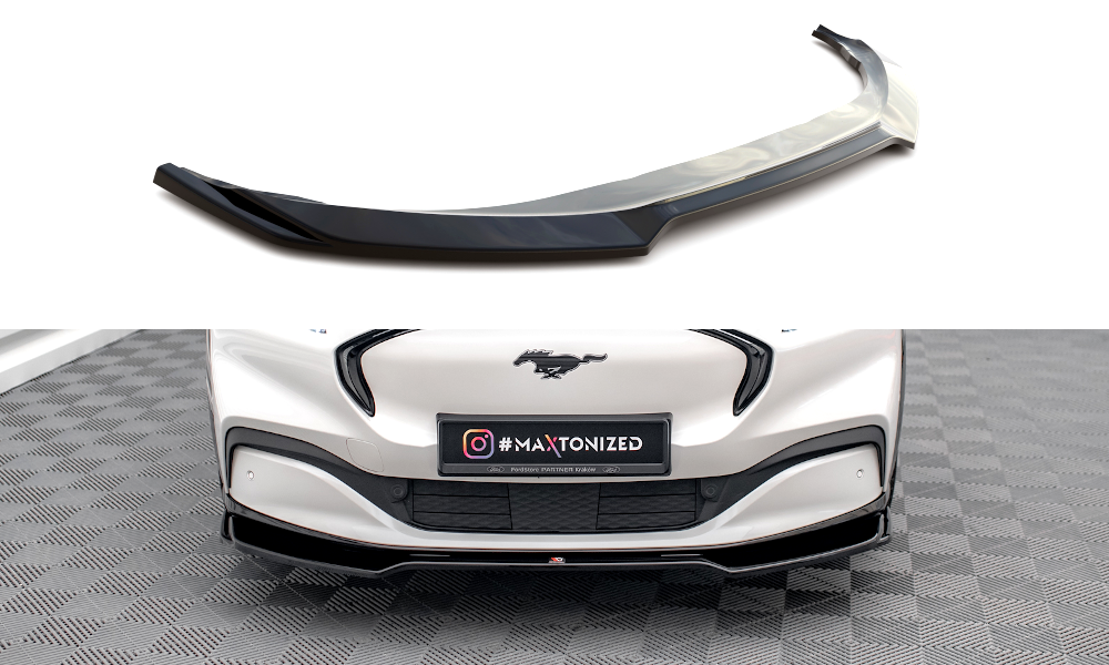 Maxton Design Street+ Spoilerlippe Front Ansatz V.2 passend für Ford Mustang Mach-E Mk1 schwarz Hochglanz