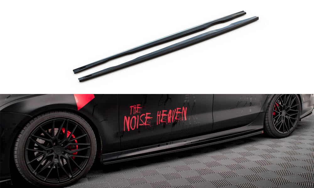 Maxton Design Street+ Seitenschweller Leisten passend für Audi A7 RS7 Look C7 schwarz Hochglanz